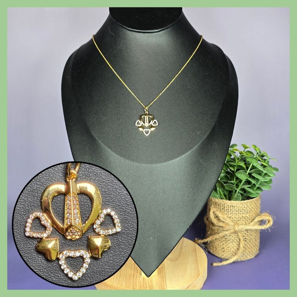 Unique Gold Multi-Heart Pendant Necklace